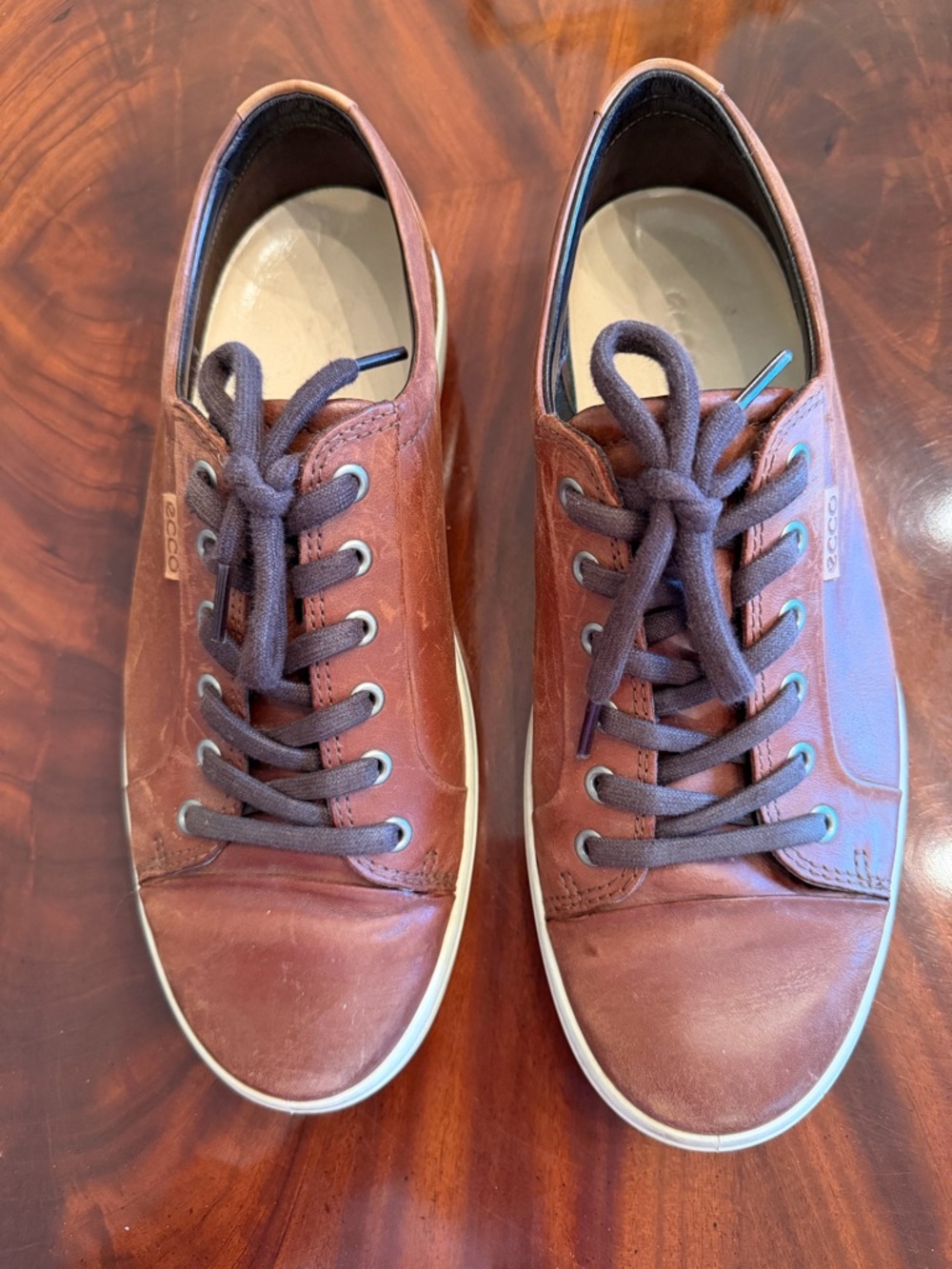 ECCO Brown Leather Lace Up Sneakers Men’s EU 43 US 9-9.5